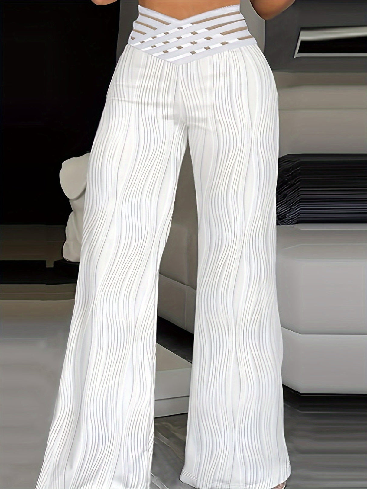 Solid Color Wide Leg Pants, Y2K High Waist Loose Pants For Every Day Women's Trousers
