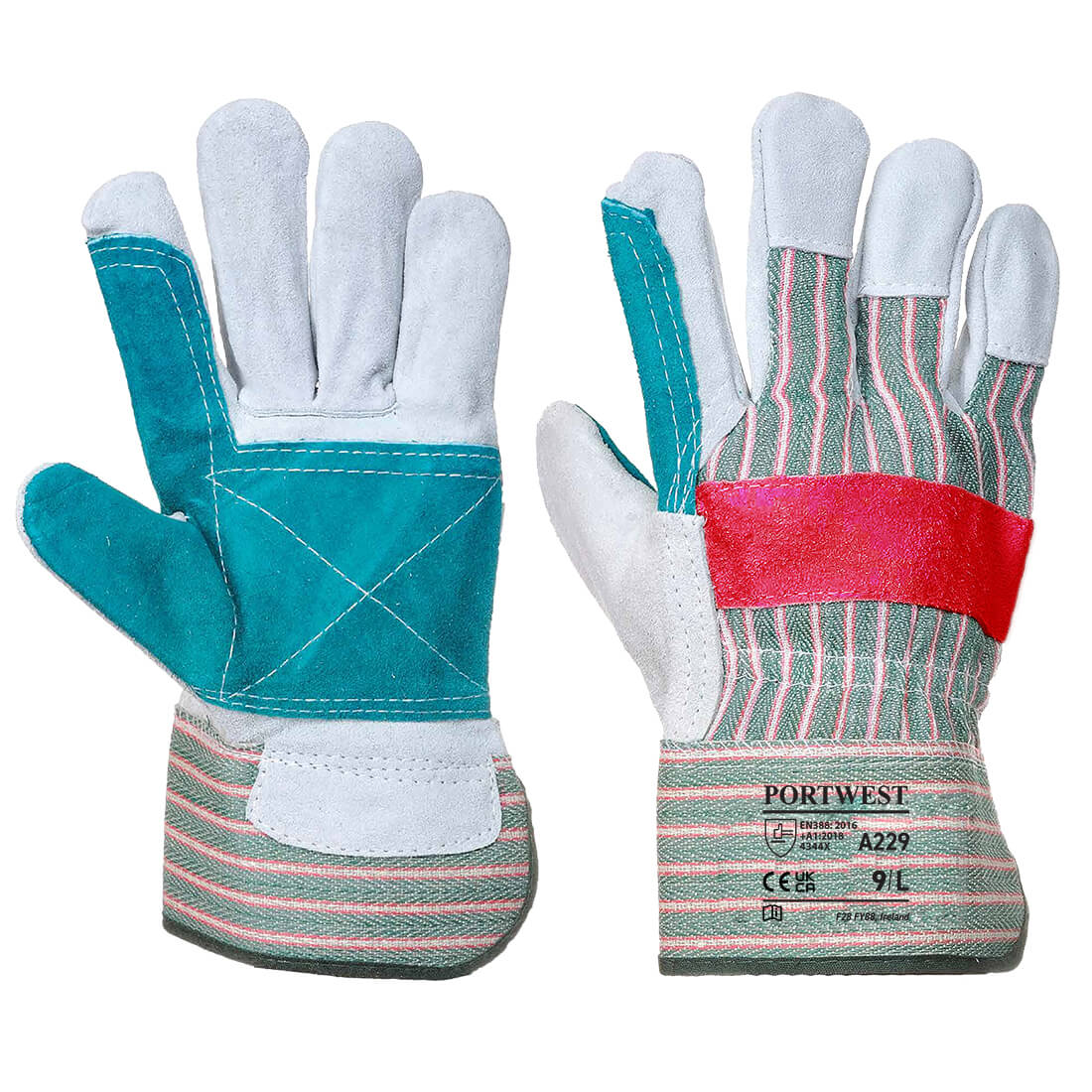 Portwest Leather Rigger 320 Cow Split Reinforced Palm Glove