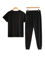 Men’s Breathable Athletic Set – White “Just Keep Moving” T-Shirt & Black Joggers