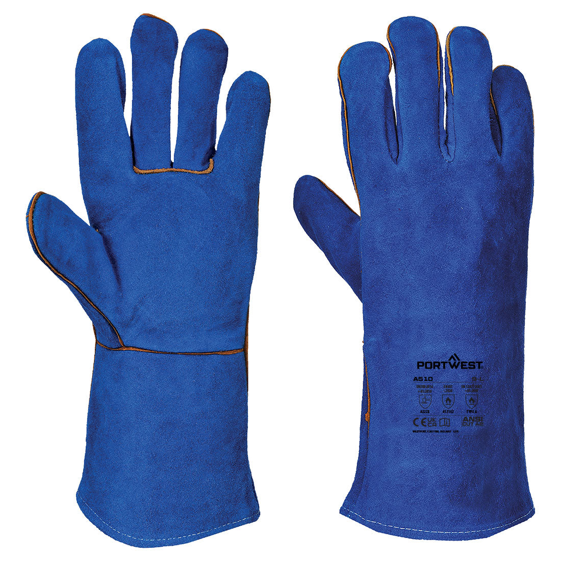 Portwest Welders 210 Split Leather Blue Gauntlet