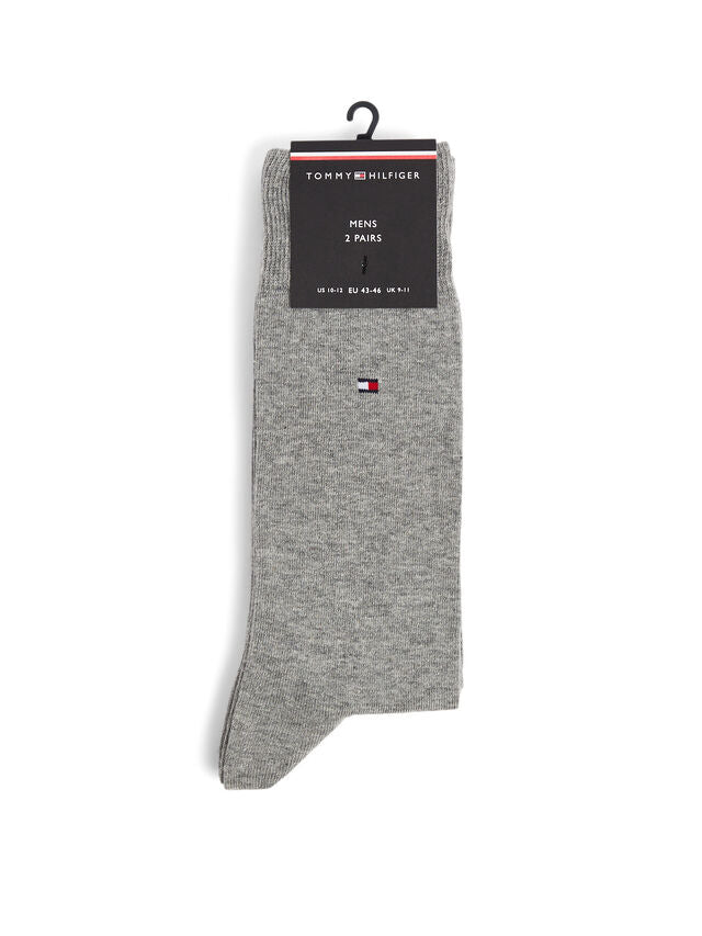 Tommy Hilfiger 2 Pack Mens Crew Classic Socks Grey