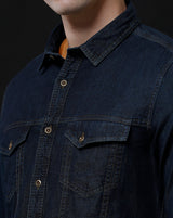 Men's Slim Fit Solid Denim Casual Shirt (AAKAL)