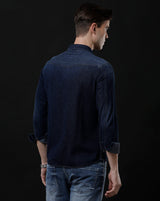 Men's Slim Fit Solid Denim Casual Shirt (AAMAL)
