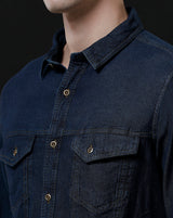 Men's Slim Fit Solid Denim Casual Shirt (AARAL)