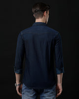 Men's Slim Fit Solid Denim Casual Shirt (AARAL)