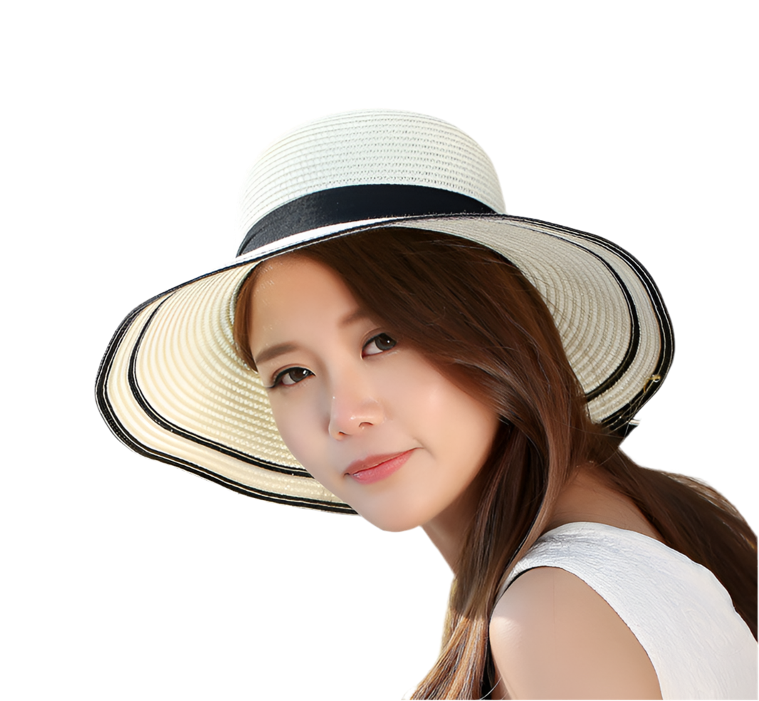 Big Black Panama Bow Foldable Straw Beach Summer Hats For Women