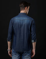 Men's Slim Fit Solid Denim Casual Shirt (ACHAL)