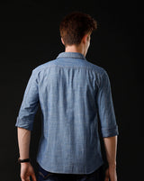 Men's Slim Fit Solid Denim Casual Shirt (ANOUR)