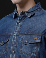 Men's Slim Fit Solid Denim Casual Shirt (AMPTY)