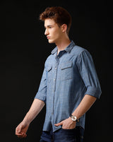 Men's Slim Fit Solid Denim Casual Shirt (ANDES)