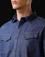 Men's Slim Fit Solid Denim Casual Shirt (ANIME)