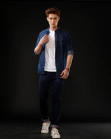 Men's Slim Fit Solid Denim Casual Shirt (ANKUS)