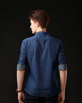 Men's Slim Fit Solid Denim Casual Shirt (ANKUS)