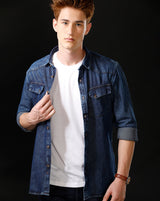 Men's Slim Fit Solid Denim Casual Shirt (ANOKA)