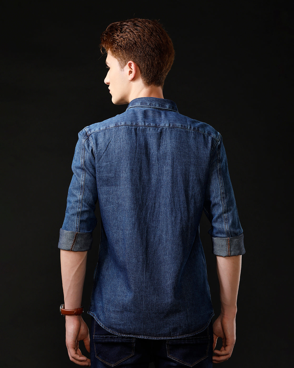 Men's Slim Fit Solid Denim Casual Shirt (ANOKA)