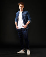 Men's Slim Fit Solid Denim Casual Shirt (ANOKA)