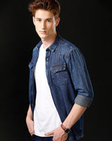 Men's Slim Fit Solid Denim Casual Shirt (ANOKA)