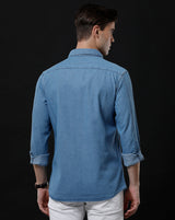 Men's Slim Fit Solid Denim Casual Shirt (ANSOL)
