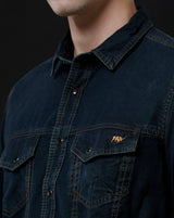 Men's Slim Fit Solid Denim Casual Shirt (APSOM)