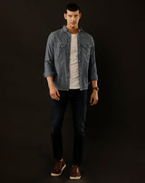 Men's Slim Fit Solid Denim Casual Shirt (ASMAT)