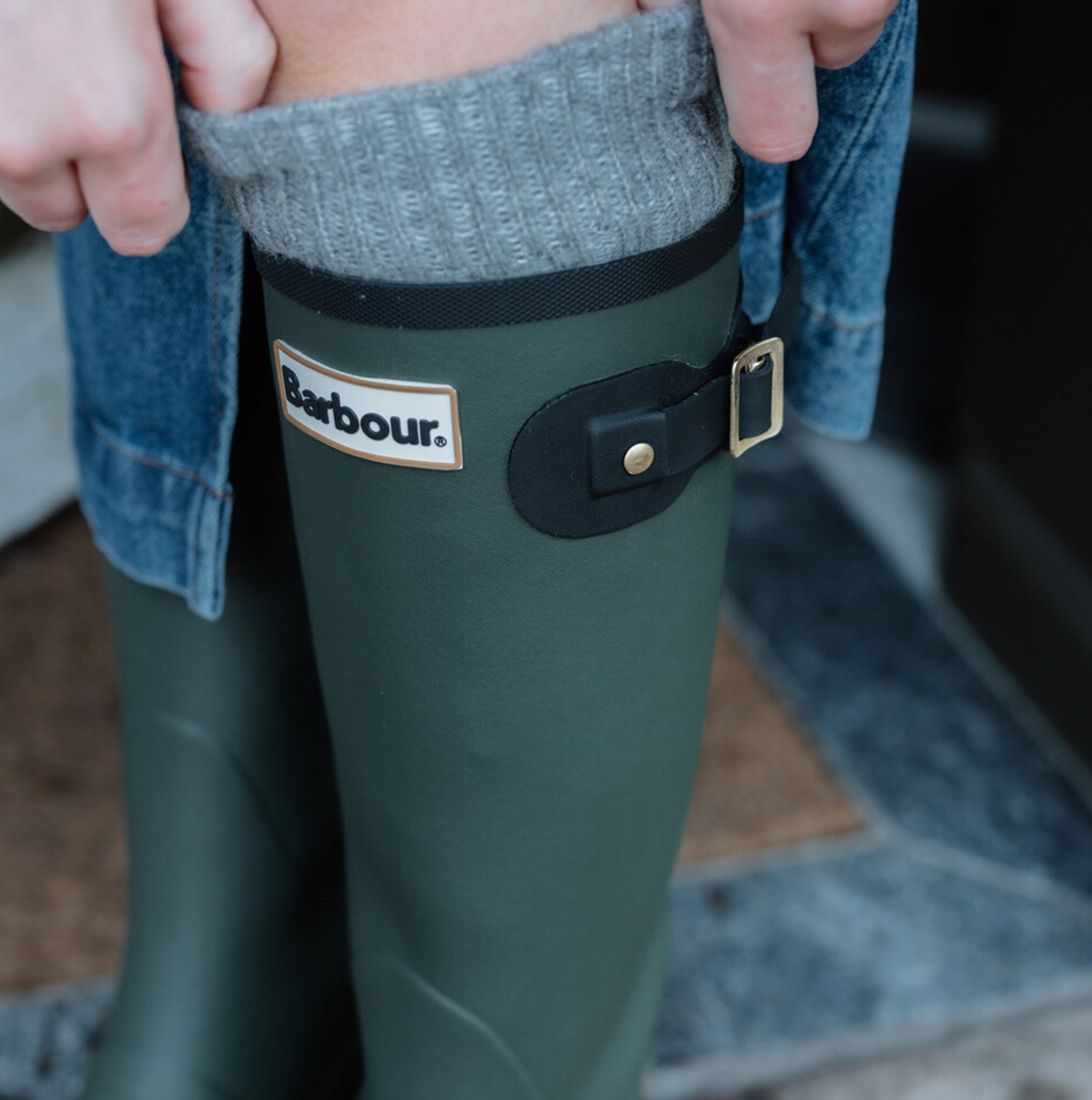 Barbour SNOWDON Womens Tall Wellies Olive/Black