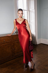 Amelia Midi Dress in Chilli Red