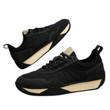 Stylish Men's Casual Hiking Shoes - Breathable Fabric Upper, Durable PVC Sole, Lace-Up Closure, All-Season Outdoor & Casual Attire - Black