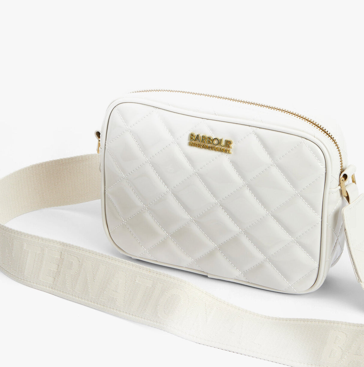 Barbour B.INTL QUILTED SLOANE Womens Crossbody Bag Gloss Silver Birch