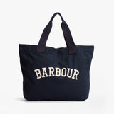 Barbour LOGO Womens Holiday Tote Bag Navy/Stone