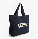 Barbour LOGO Womens Holiday Tote Bag Navy/Stone