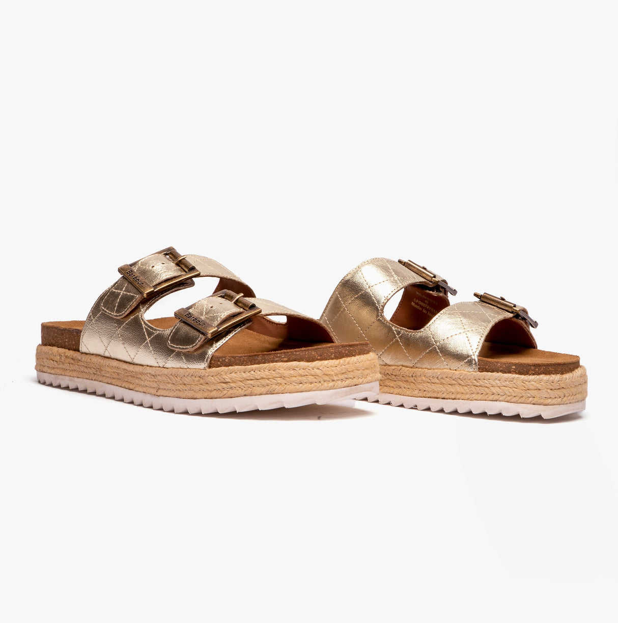 Barbour PAMELA Womens Quilted Sandals Gold Metallic