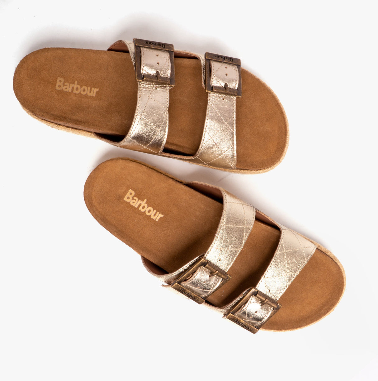 Barbour PAMELA Womens Quilted Sandals Gold Metallic