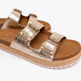 Barbour PAMELA Womens Quilted Sandals Gold Metallic