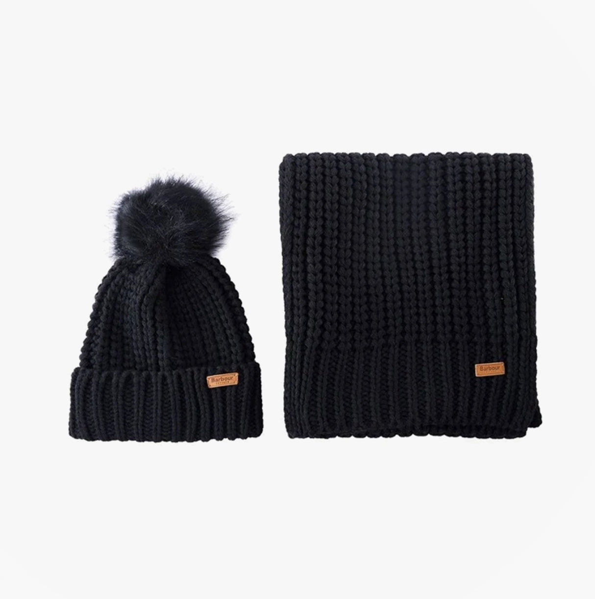 Barbour SALTBURN BEANIE & SCARF Womens Gift Set Black
