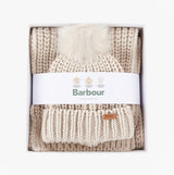 Barbour SALTBURN BEANIE & SCARF Womens Gift Set Pearl