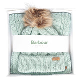 Barbour PENSHAW BEANIE & SCARF Gift Set Womens Soft Mint