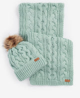 Barbour PENSHAW BEANIE & SCARF Gift Set Womens Soft Mint