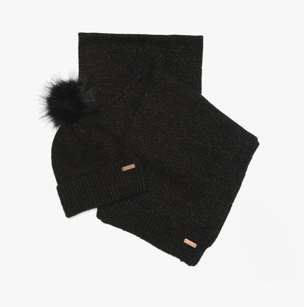 Barbour SPARKLE BEANIE & SCARF Womens Gift Set Black