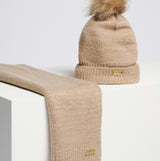 Barbour SPARKLE BEANIE & SCARF Womens Gift Set Oat