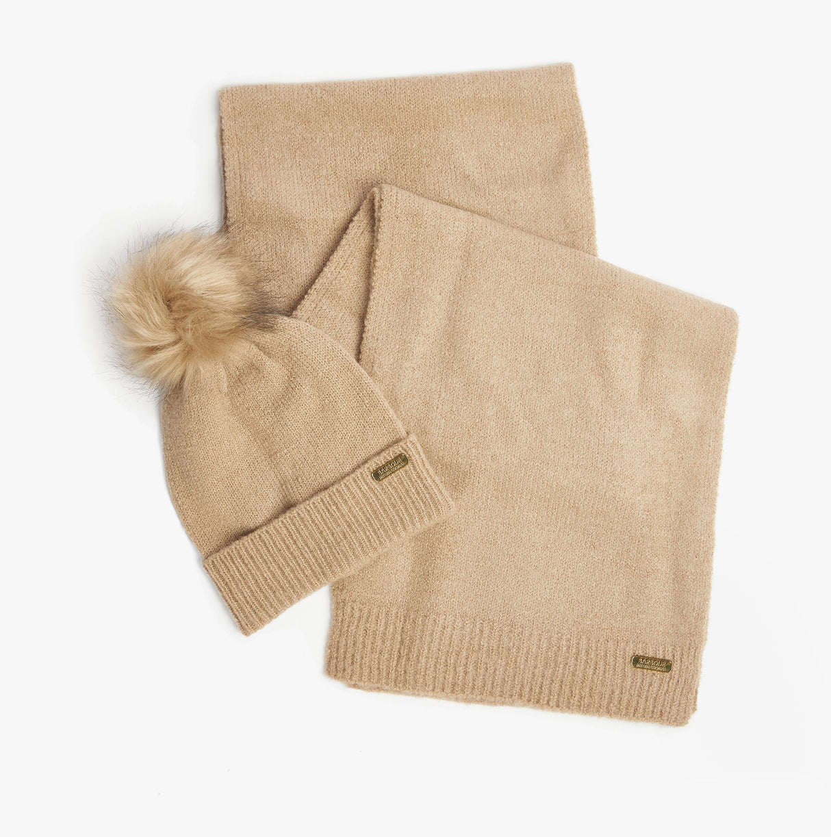 Barbour SPARKLE BEANIE & SCARF Womens Gift Set Oat