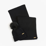 Barbour MALLORY BEANIE & SCARF Womens Gift Set Black