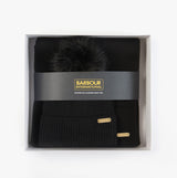 Barbour MALLORY BEANIE & SCARF Womens Gift Set Black