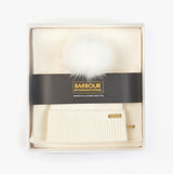 Barbour MALLORY BEANIE & SCARF Womens Gift Set Optic White