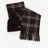 Barbour MALLORY BEANIE & WINDOWPANE SCARF Gift Set Womens Black