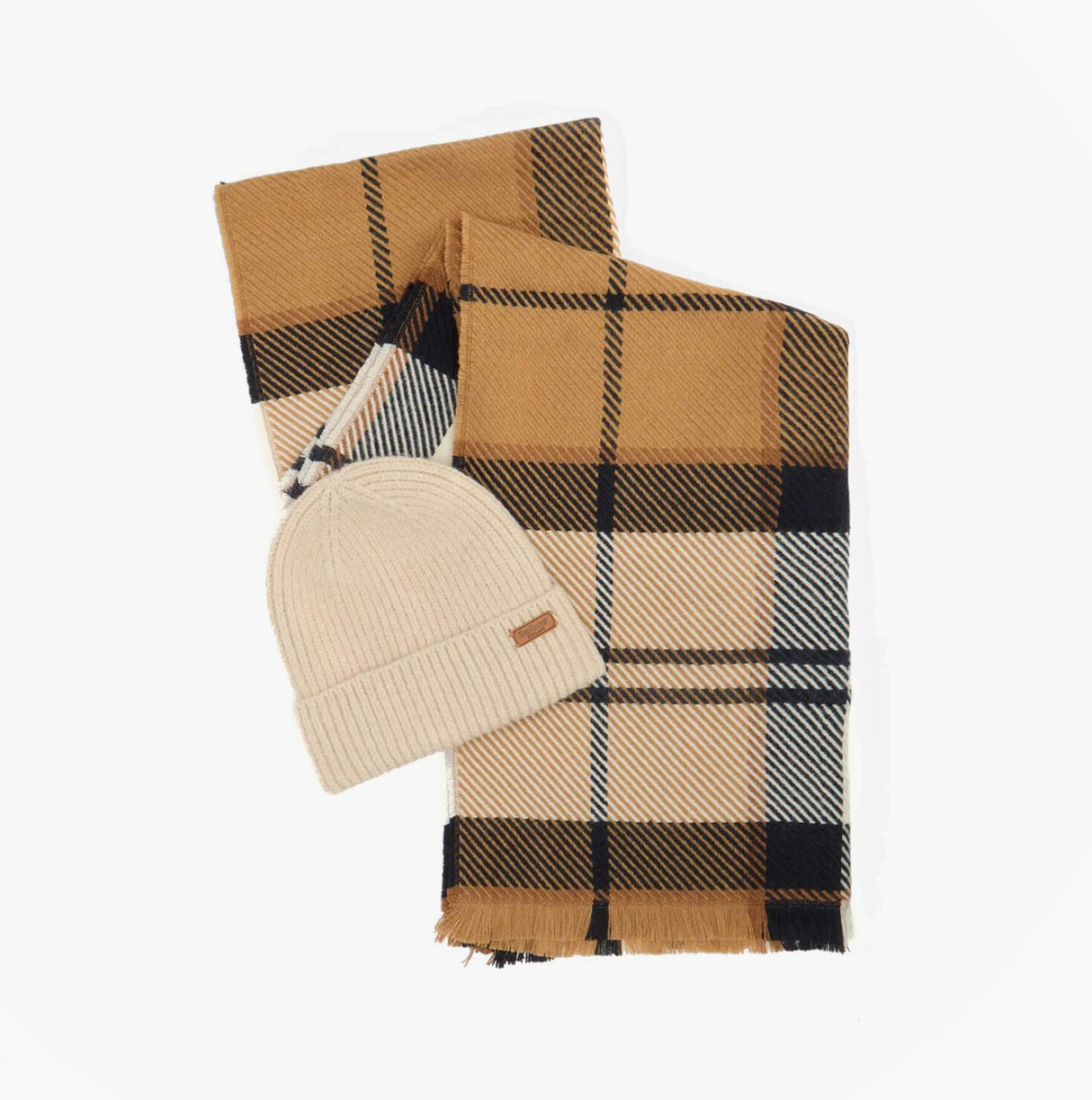 Barbour PENDLE BEANIE & BLAIR SCARF Gift Set Womens Hessian Navy