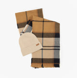 Barbour PENDLE BEANIE & BLAIR SCARF Gift Set Womens Hessian Navy