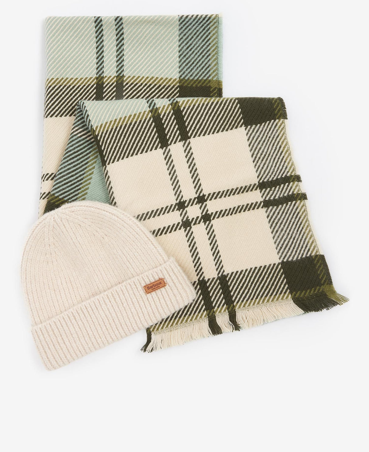 Barbour PENDLE BEANIE & BLAIR SCARF Gift Set Womens Soft Mint