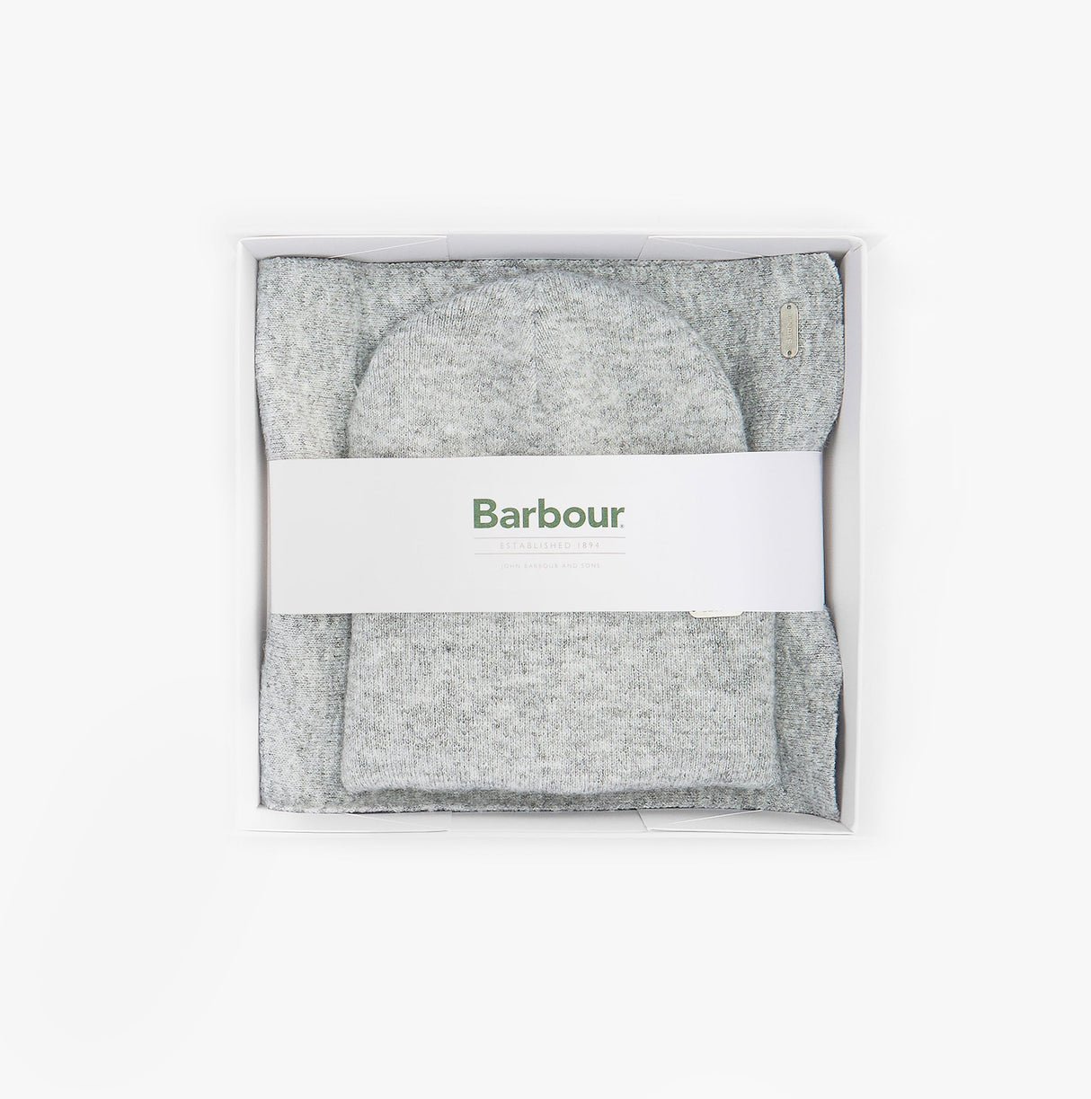 Barbour WINONA BEANIE & SCARF Gift Set Womens Beanie Light Grey