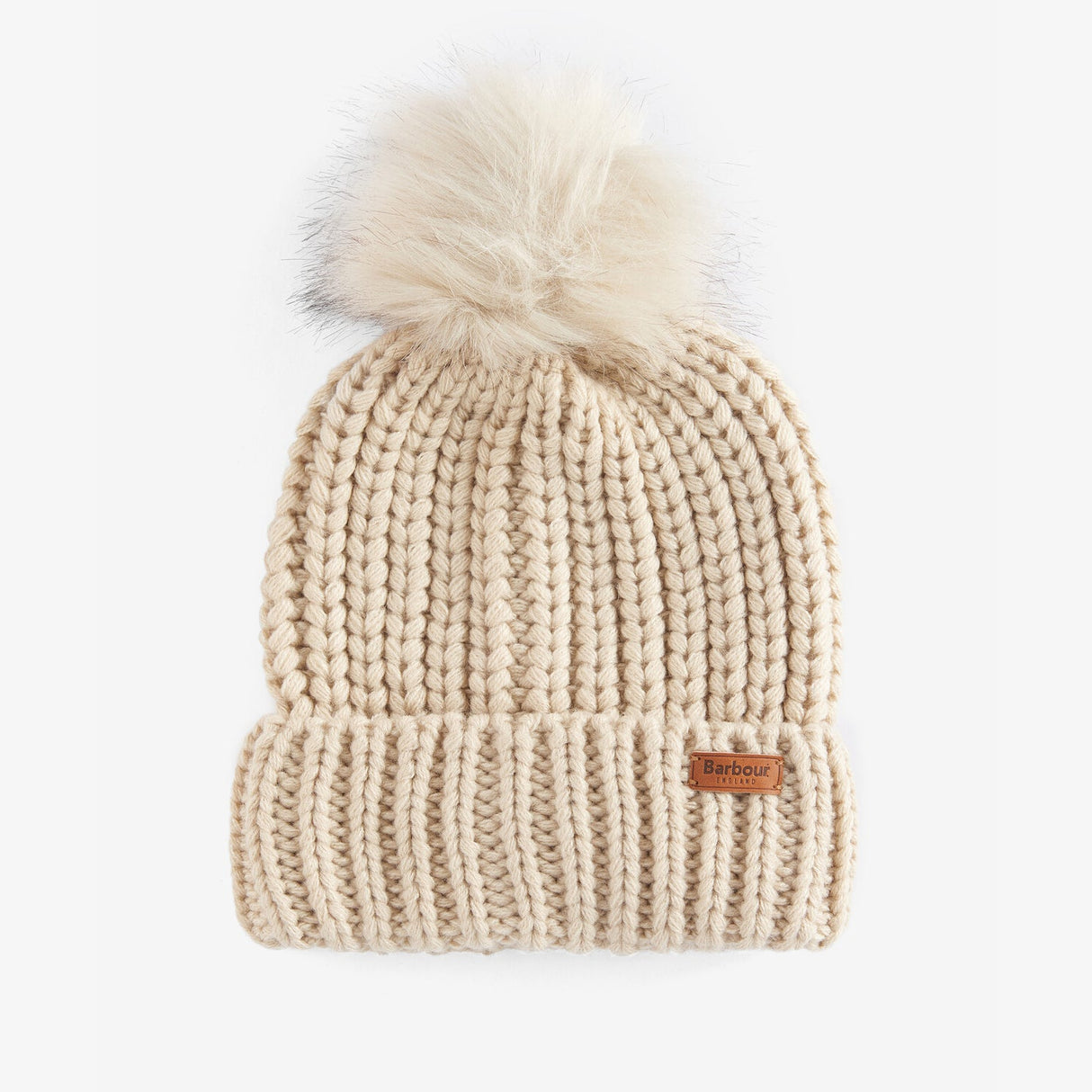 Barbour SALTBURN Womens Pom-Pom Beanie Pearl
