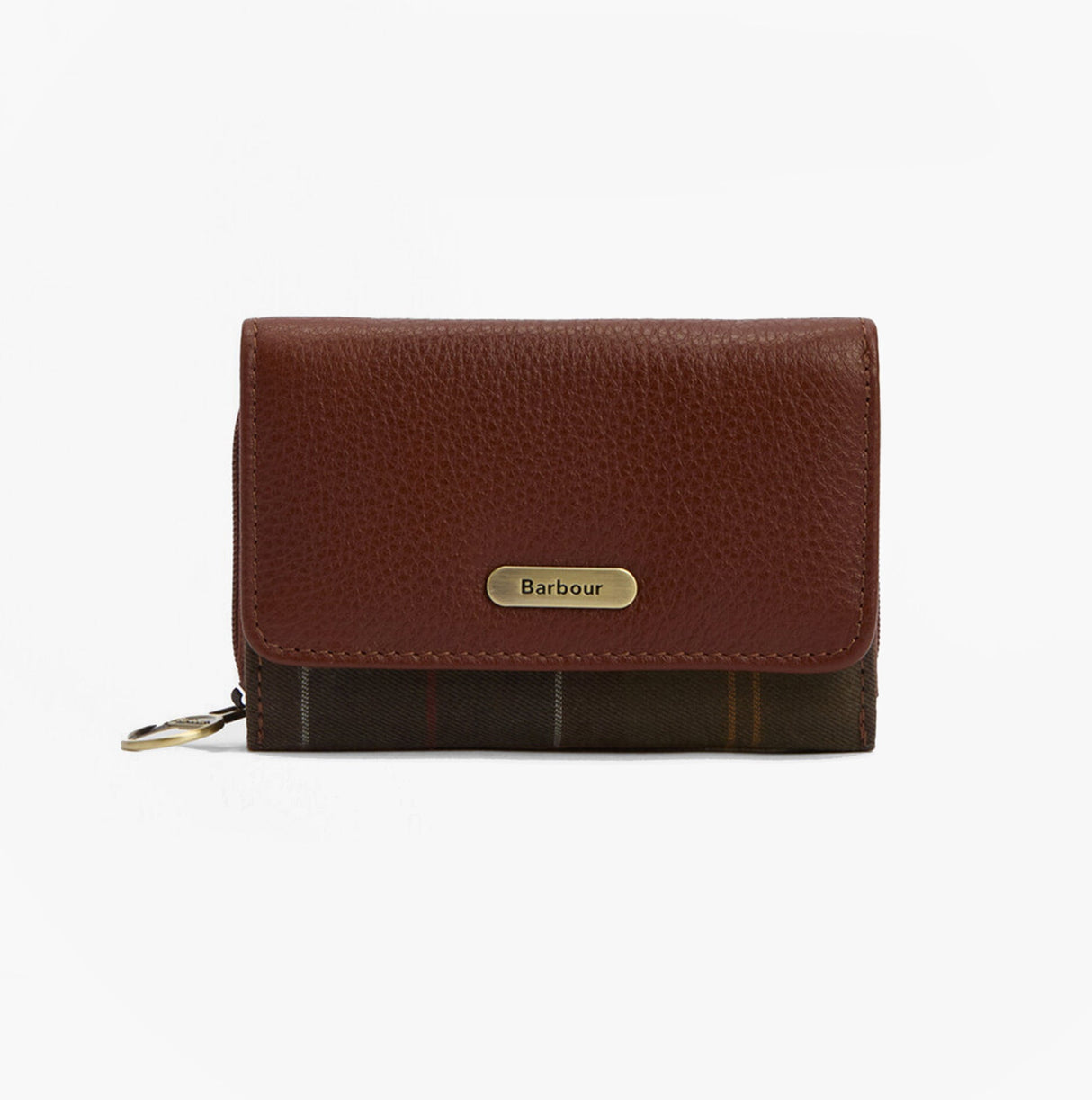 Barbour ROSA LEATHER French Purse Womens Brown/Classic Tartan